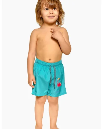 Pantaloni scurti de baie cu talie ajustabila, Albastru aquamarin