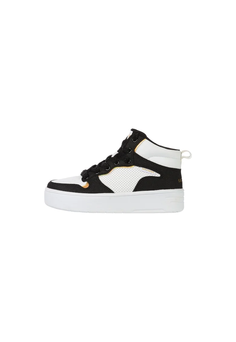 Pantofi sport inalti cu perforatii discrete Court, Alb