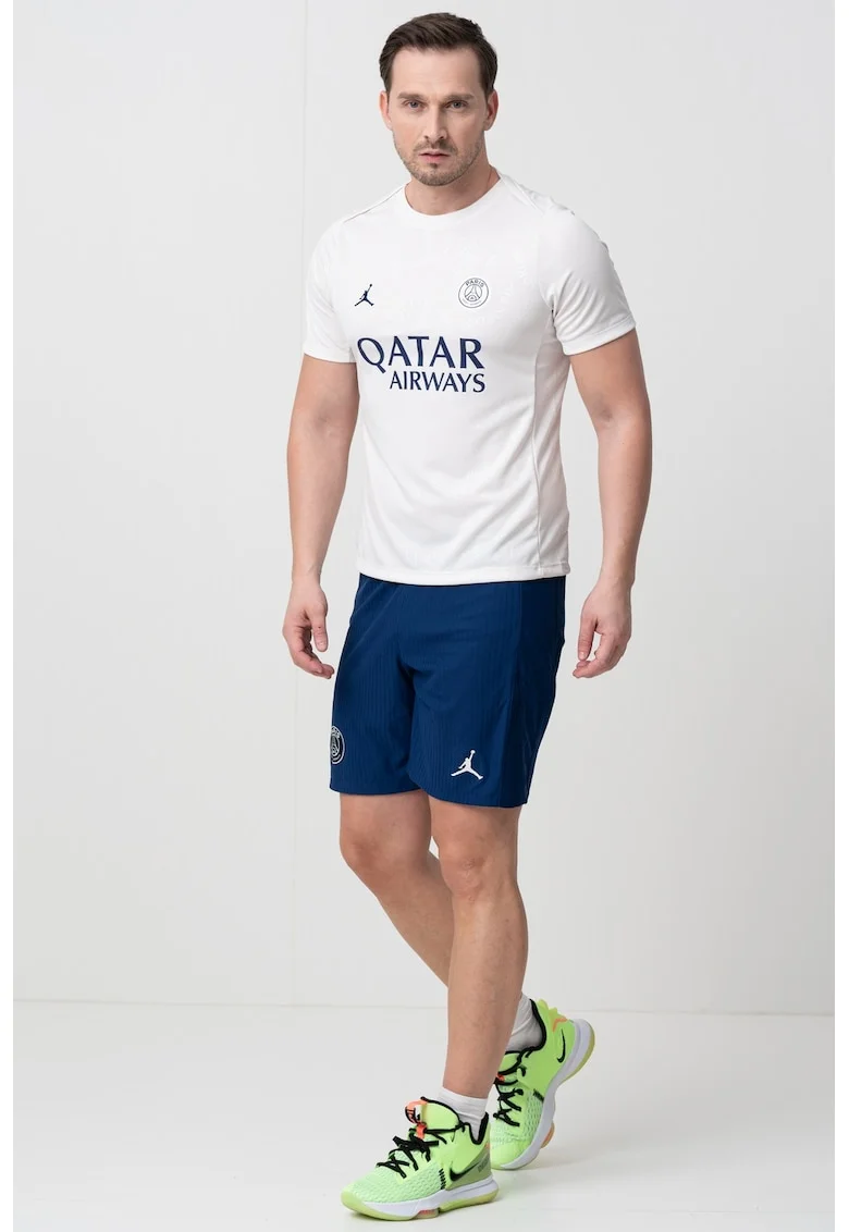 Tricou cu decolteu la baza gatului si imprimeu, pentru fotbal Performance, Alb