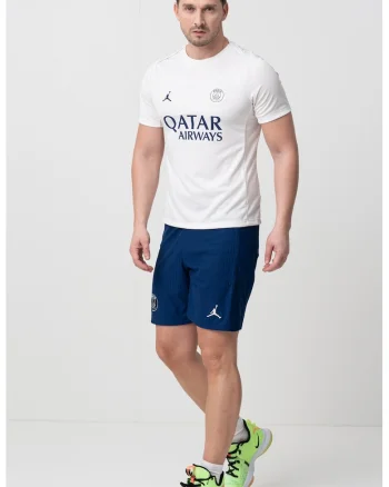 Tricou cu decolteu la baza gatului si imprimeu, pentru fotbal Performance, Alb