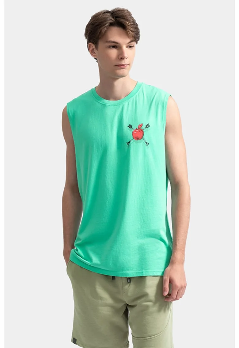 Top unisex cu imprimeu, Turcoaz