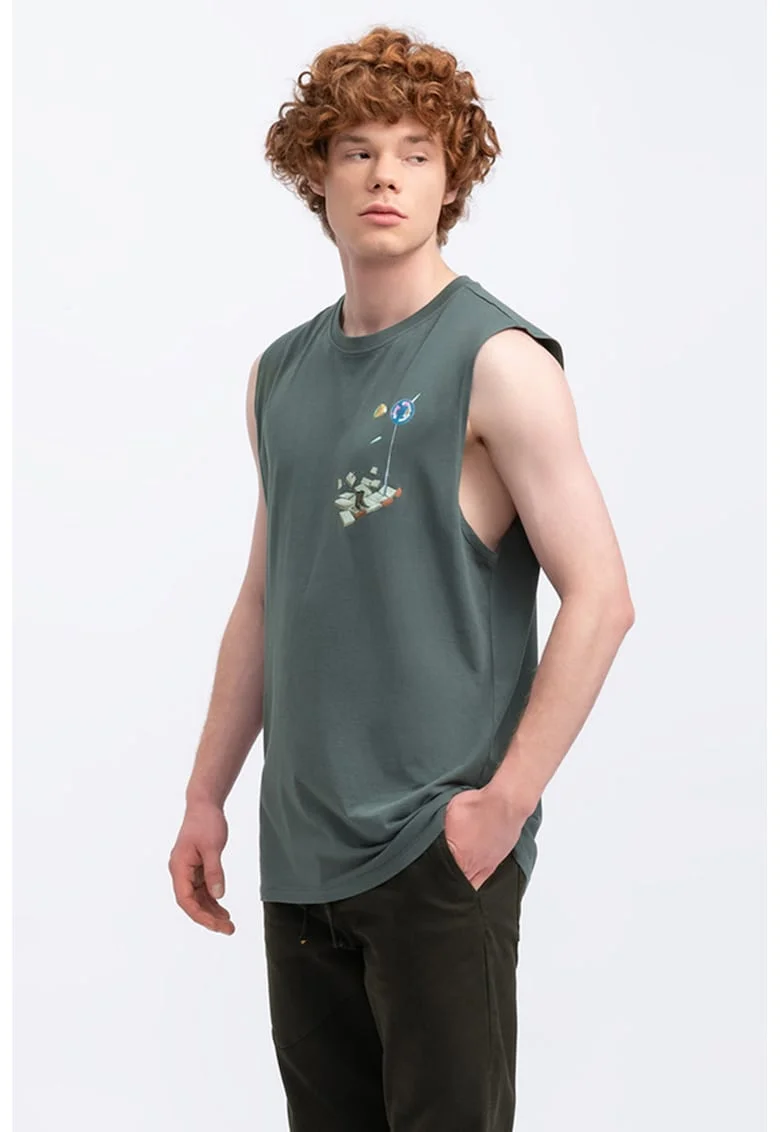 Top unisex cu imprimeu grafic, Verde englez