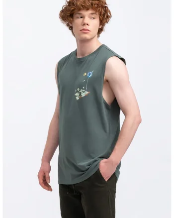 Top unisex cu imprimeu grafic, Verde englez