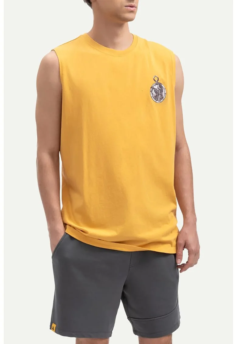 Top unisex de bumbac cu imprimeu, Galben sofran