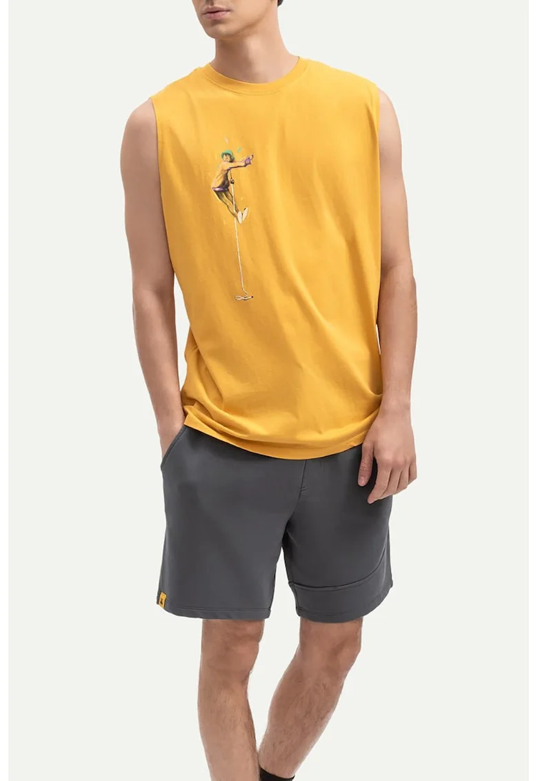 Top unisex cu imprimeu grafic, Galben sofran