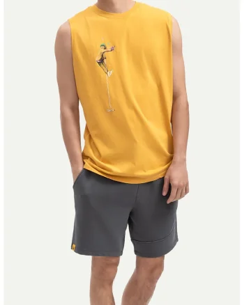 Top unisex cu imprimeu grafic, Galben sofran