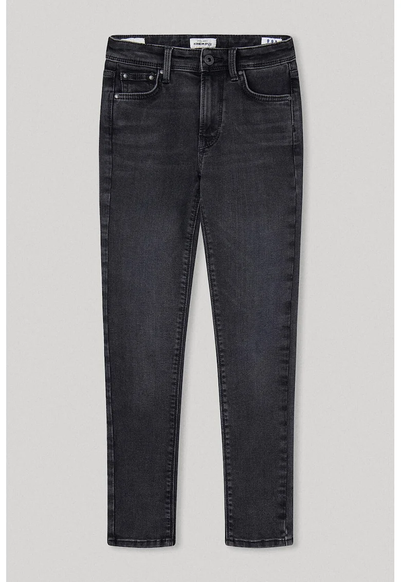 Blugi skinny cu talie inalta, Gri inchis
