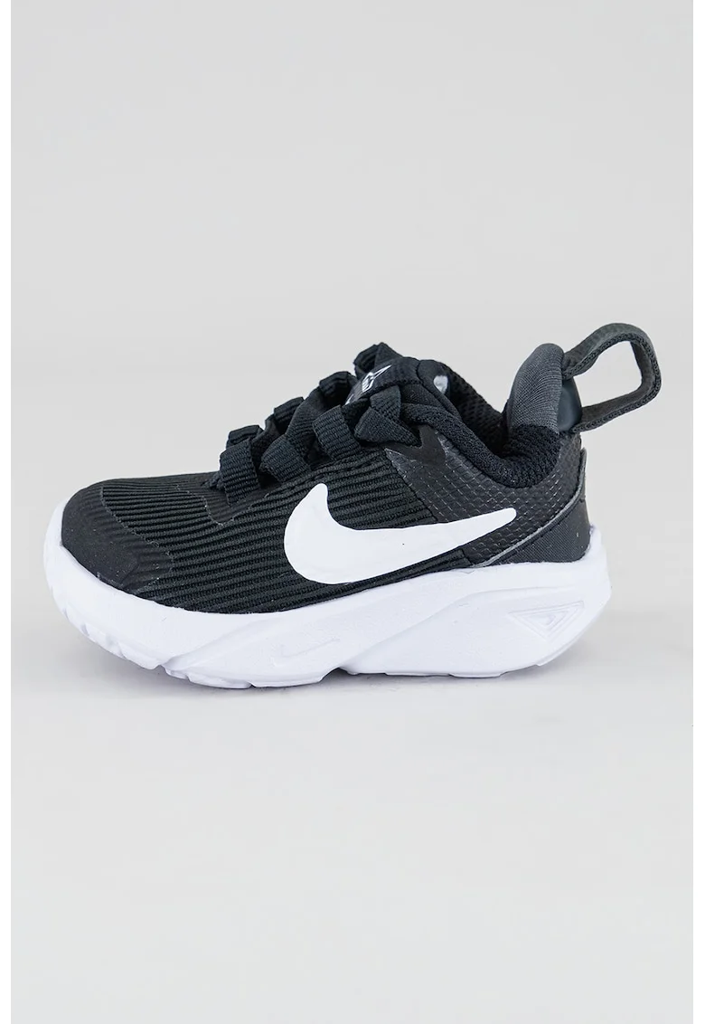 Pantofi cu insertii sintetice, pentru alergare Star Runner 4, Negru/Alb optic
