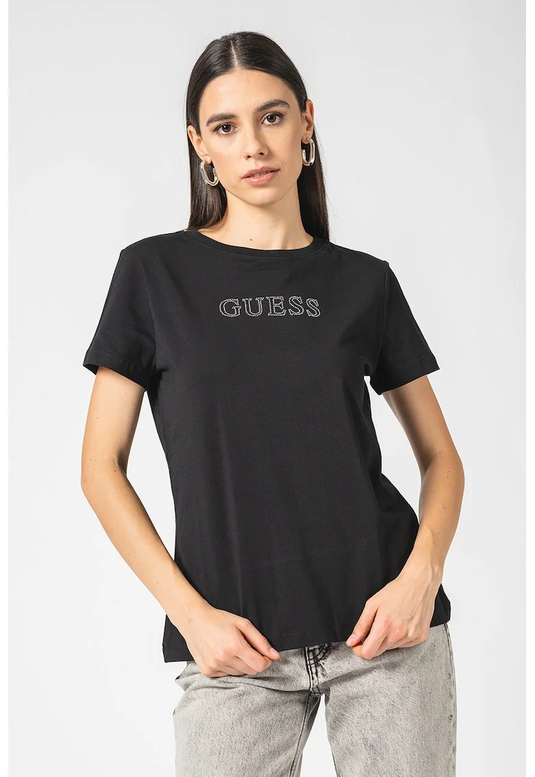 Tricou cu logo, pentru fitness, Negru