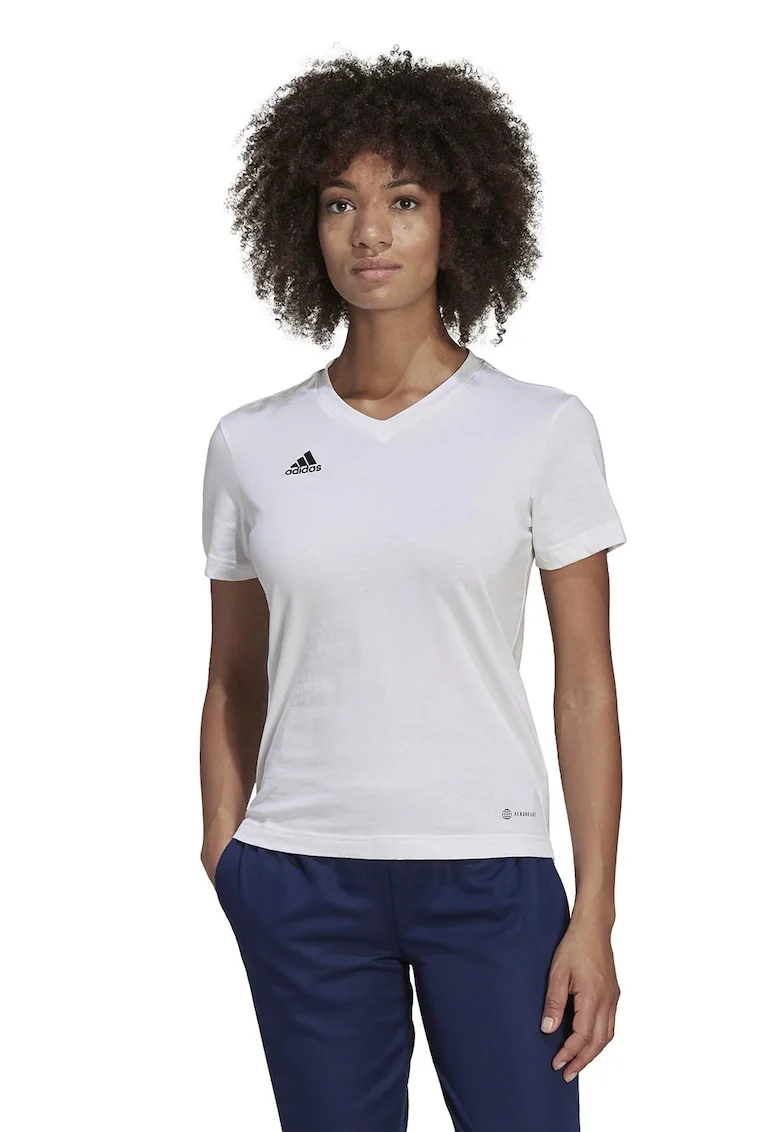 Tricou cu decolteu in V, pentru fotbal, Alb optic