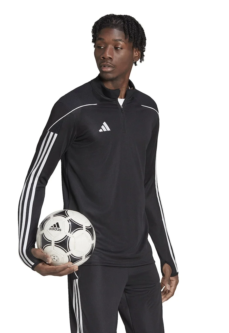 Bluza sport cu slituri pentru degete, pentru fotbal Tiro23, Negru