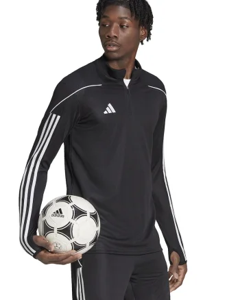Bluza sport cu slituri pentru degete, pentru fotbal Tiro23, Negru