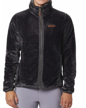 Bluza de trening pufoasa cu fermoar, pentru trekking Fire Side™, Negru stins