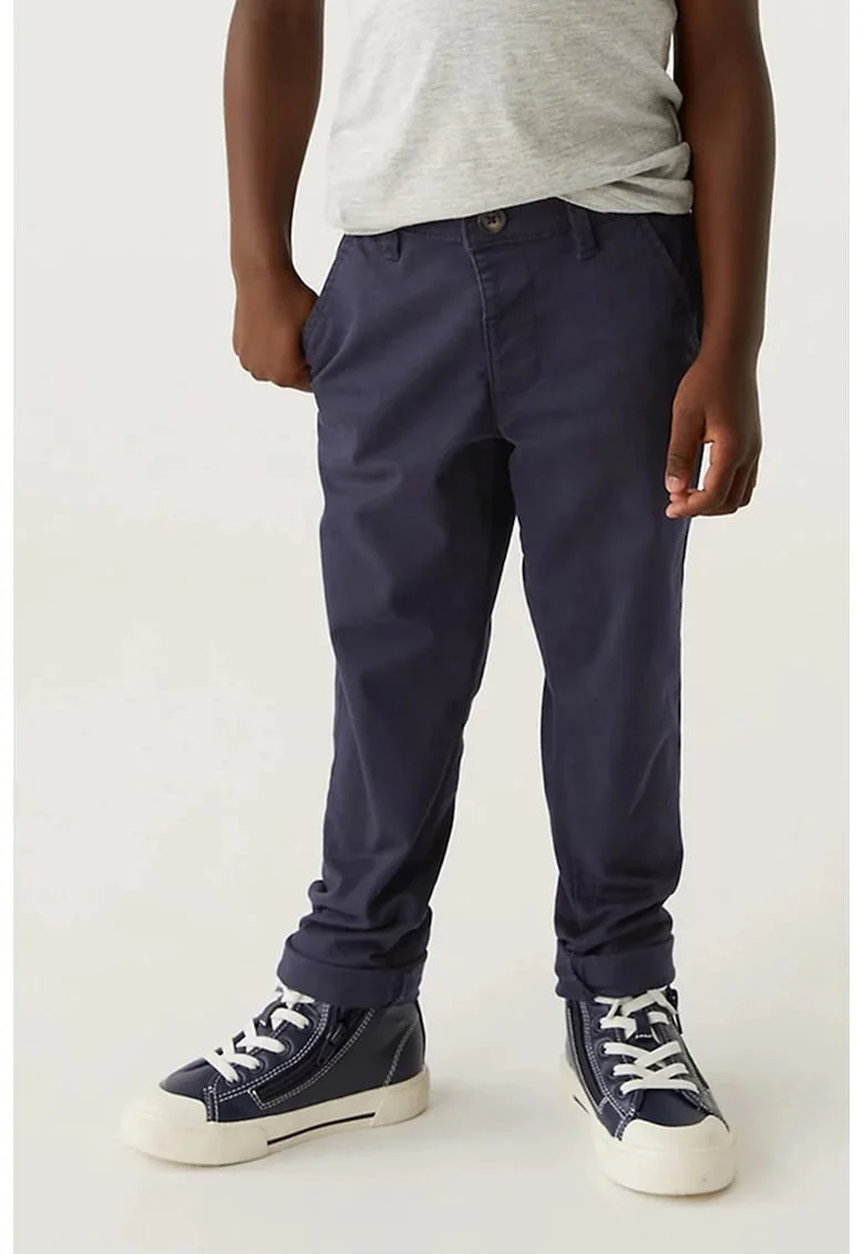 Pantaloni chino cu talie medie, Bleumarin