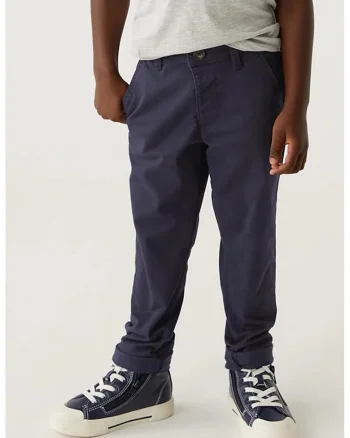 Pantaloni chino cu talie medie, Bleumarin