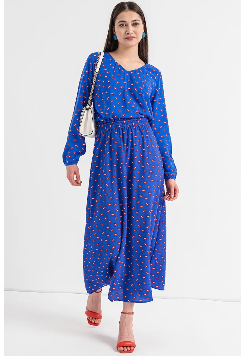 Bluza cu model Nova Life, Rosu/Alb/Albastru inchis