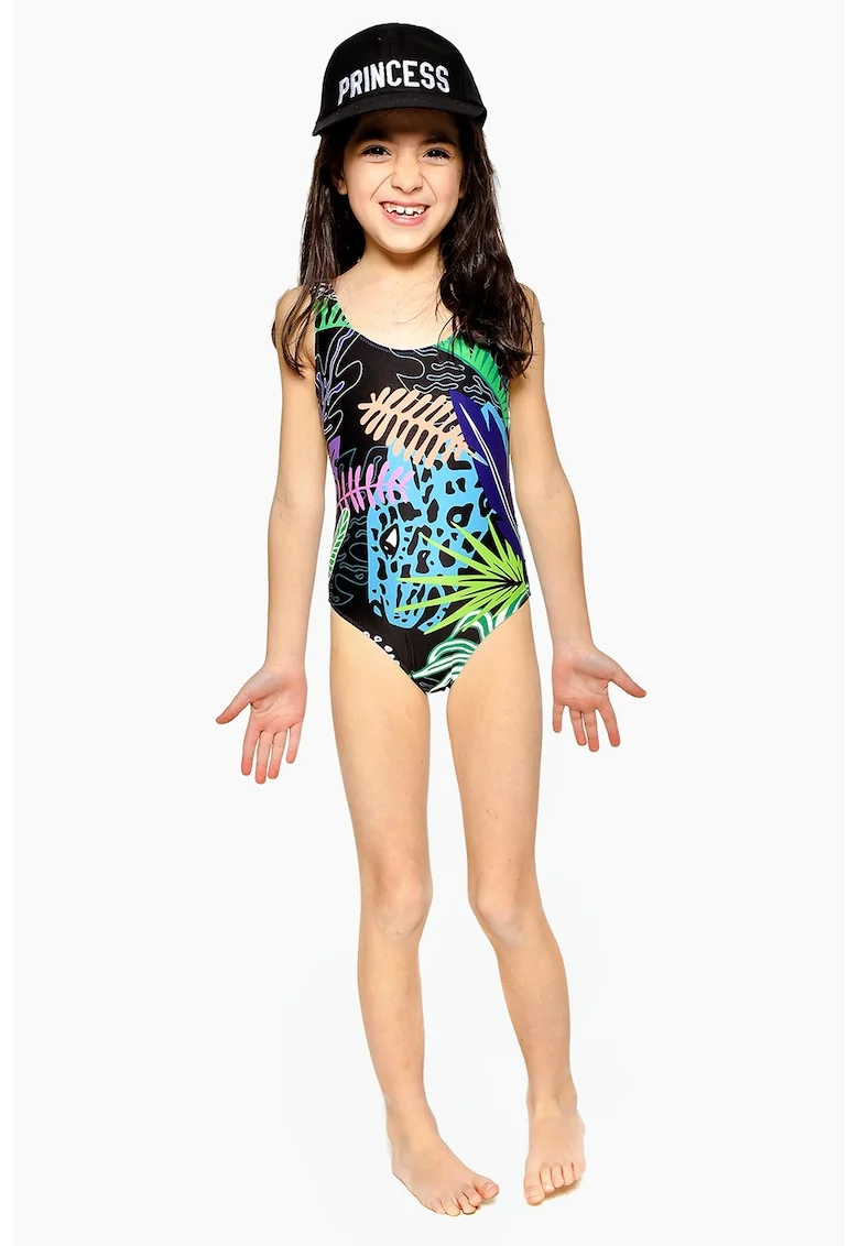 Costum de baie intreg cu imprimeu tropical, Multicolor