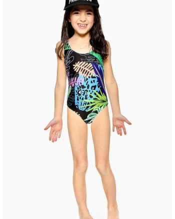 Costum de baie intreg cu imprimeu tropical, Multicolor