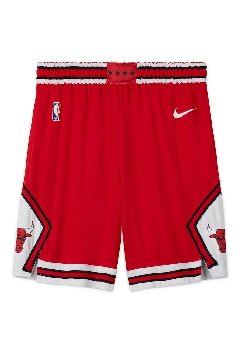 Pantaloni scurti cu talie elastica pentru baschet Chicago Bulls, Rosu/Alb