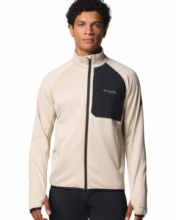 Bluza de trening cu fermoar, pentru trekking Triple Canyon, Alb fildes/Negru