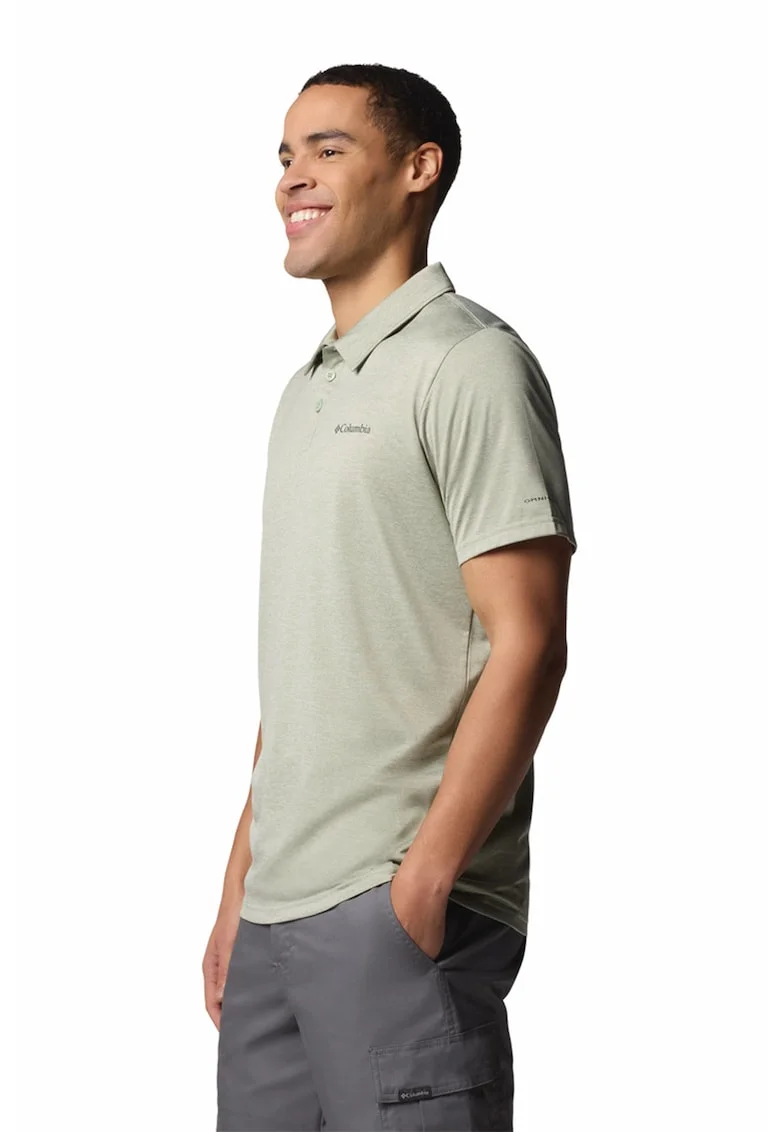 Tricou polo pentru trekking si drumetii, Verde pal