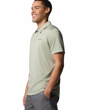 Tricou polo pentru trekking si drumetii, Verde pal