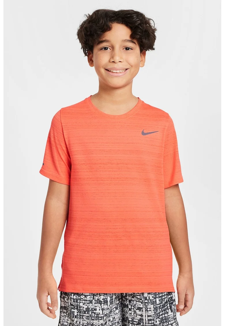 Tricou cu logo reflectorizant si imprimeu pentru fitness Miler Dri-Fit, Portocaliu persan