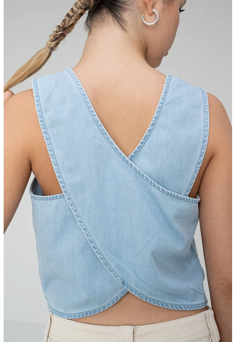 Top crop lejer, Albastru pastel