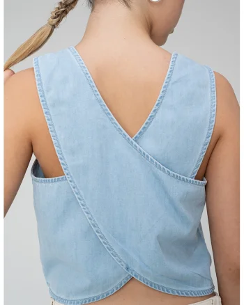 Top crop lejer, Albastru pastel