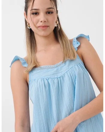 Top lejer de bumbac, Albastru pastel