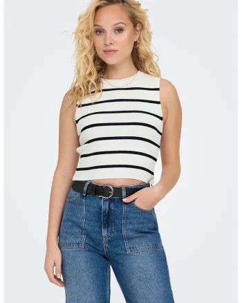 Top regular fit tricotat, Alb/Albastru royal