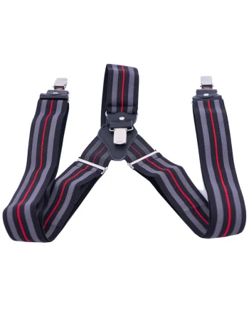 Bretele suspenders, Rosu/Negru/Gri