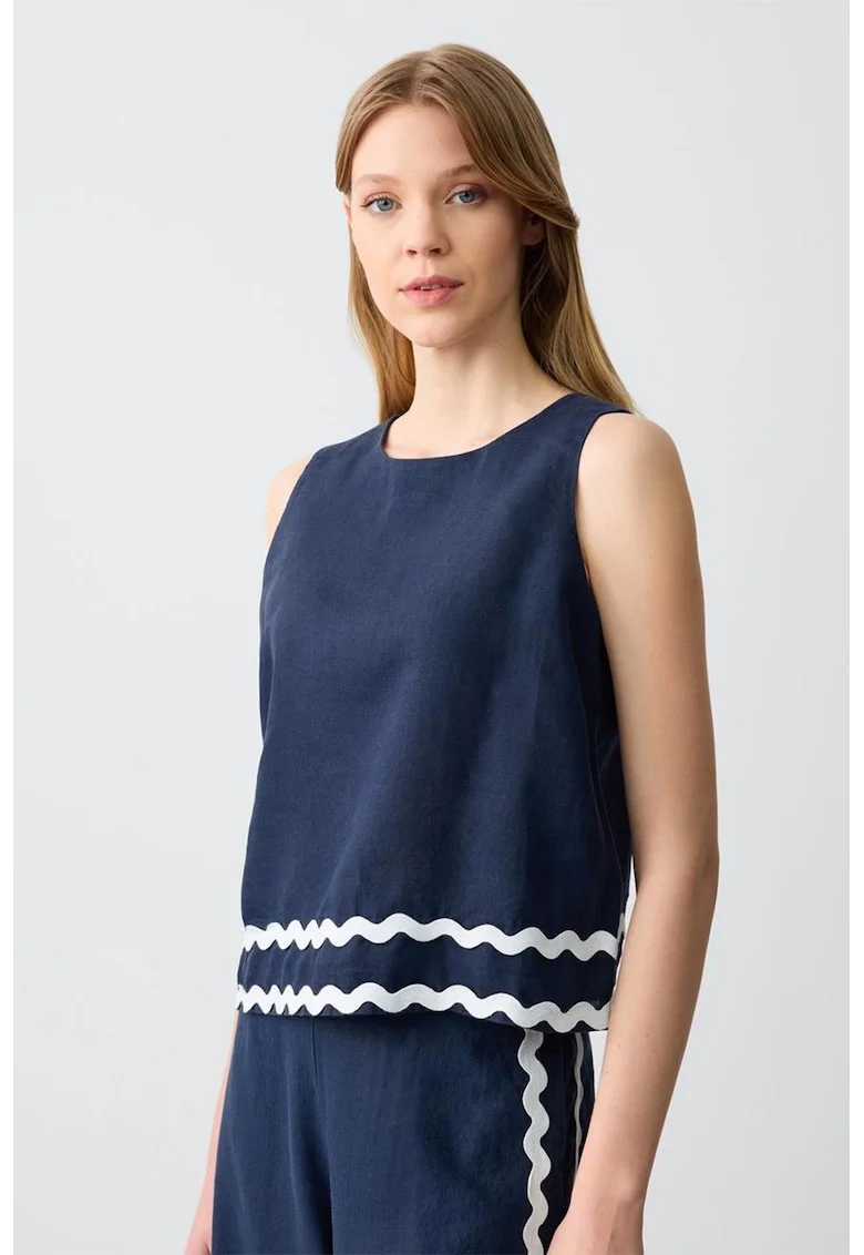 Top lejer din in, Alb/Bleumarin