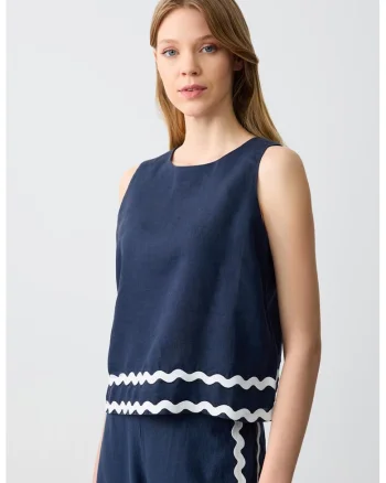 Top lejer din in, Alb/Bleumarin