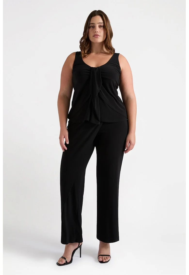 Top uni cu decolteu rotund, Negru