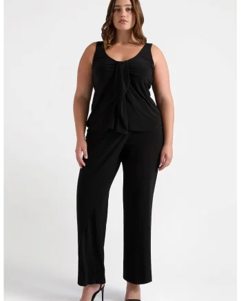 Top uni cu decolteu rotund, Negru