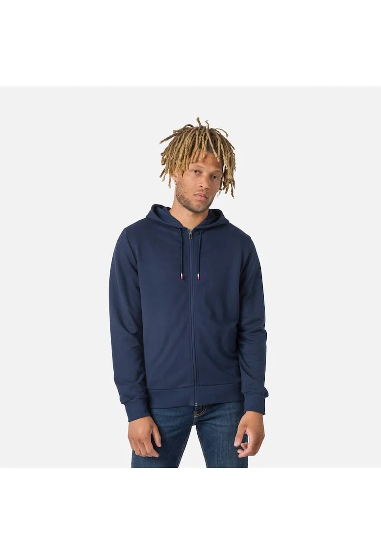 Bluza barbati  Logo sweat cu fermoar si gluga, albastru inchis, Albastru inchis