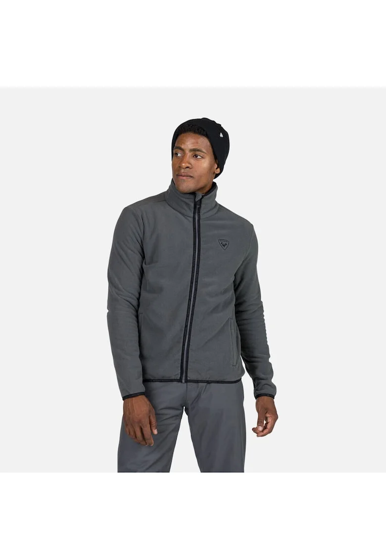 Bluza sport  Strawpile fleece, cu fermoar, pentru barbati, gri inchis, M, Gri inchis