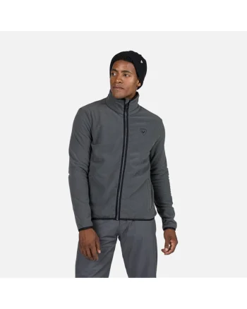 Bluza sport  Strawpile fleece, cu fermoar, pentru barbati, gri inchis, M, Gri inchis