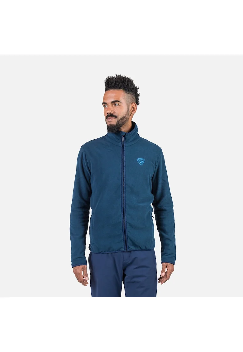 Bluza sport  Strawpile fleece, cu fermoar, pentru barbati, albastru inchis, Albastru inchis