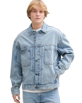 Jacheta relaxed fit din denim, Albastru deschis