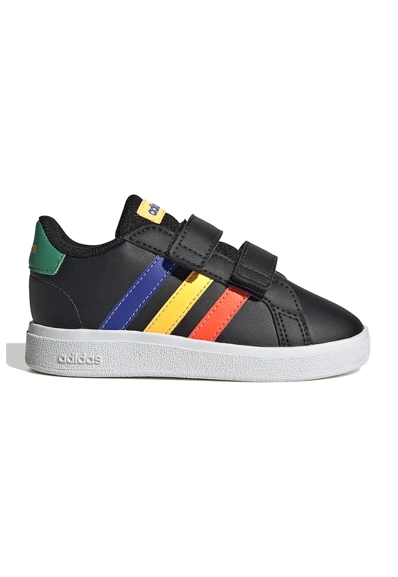 Pantofi sport din piele ecologica cu inchidere velcro Grand Court 2.0, Negru/Galben/Albastru