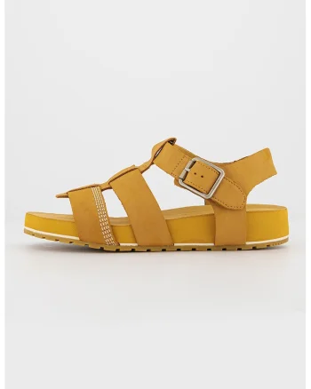 Sandale din piele intoarsa cu bareta cu catarama Malibu Waves 2.0, Maro deschis