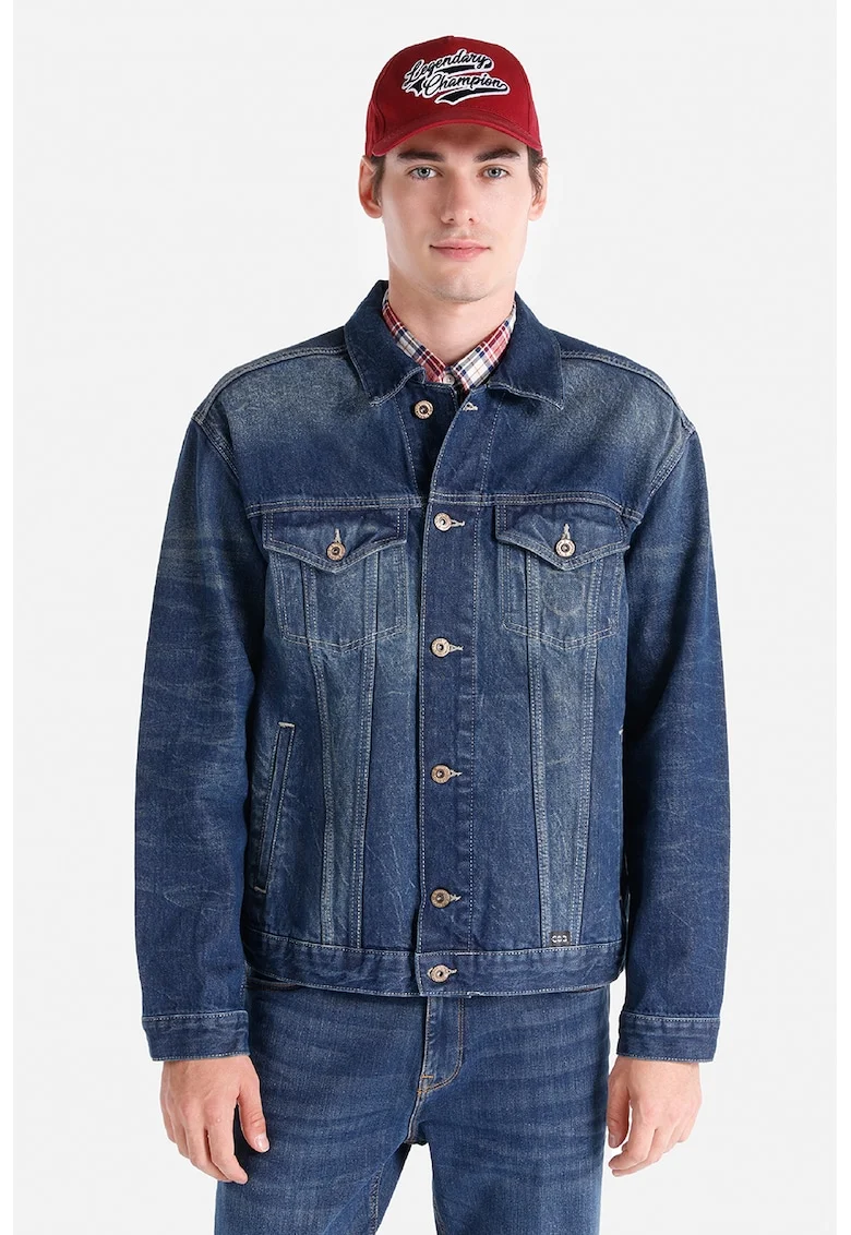 Jacheta lejera de denim Ranier 157, Albastru inchis