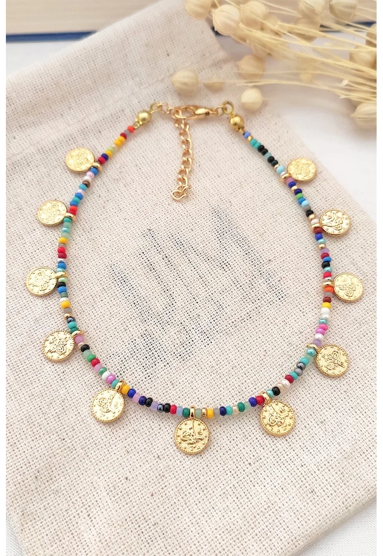 Bratara pentru glezna cu talismane cu monezi, Multicolor, Multicolor