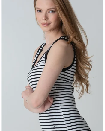 Top cu model in dungi, Alb/Negru