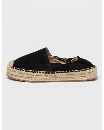 Espadrile de piele intoarsa cu aplicatii de iuta Madeira, Negru