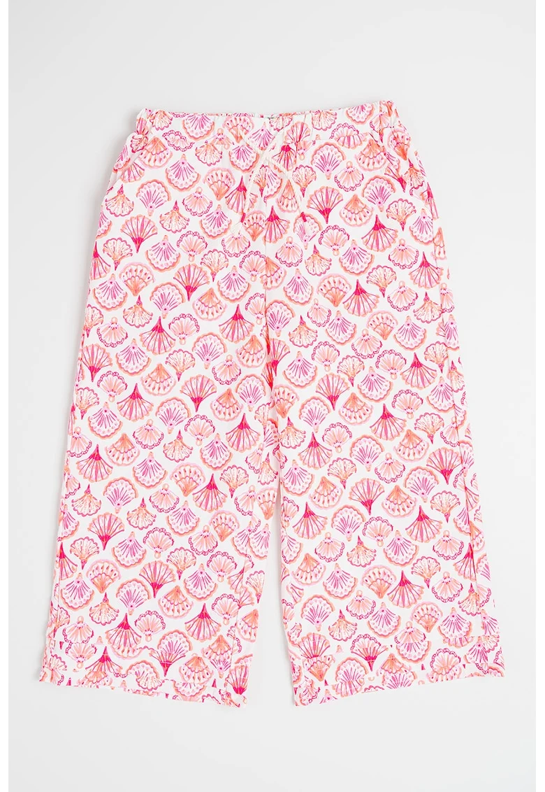 Pantaloni cu imprimeu, Alb murdar/Roz