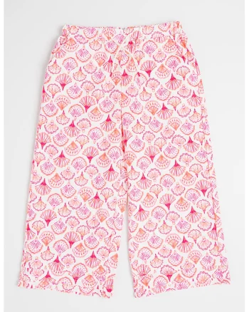 Pantaloni cu imprimeu, Alb murdar/Roz