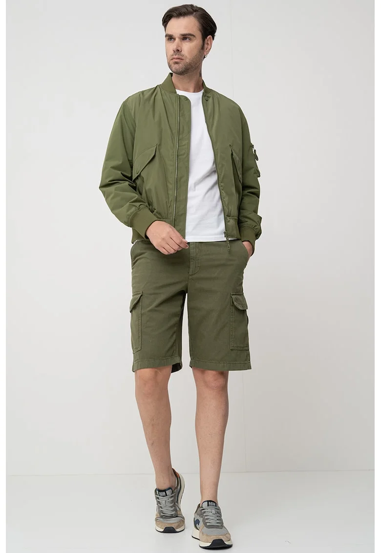 Jacheta cu fermoar si buzunare, Verde inchis